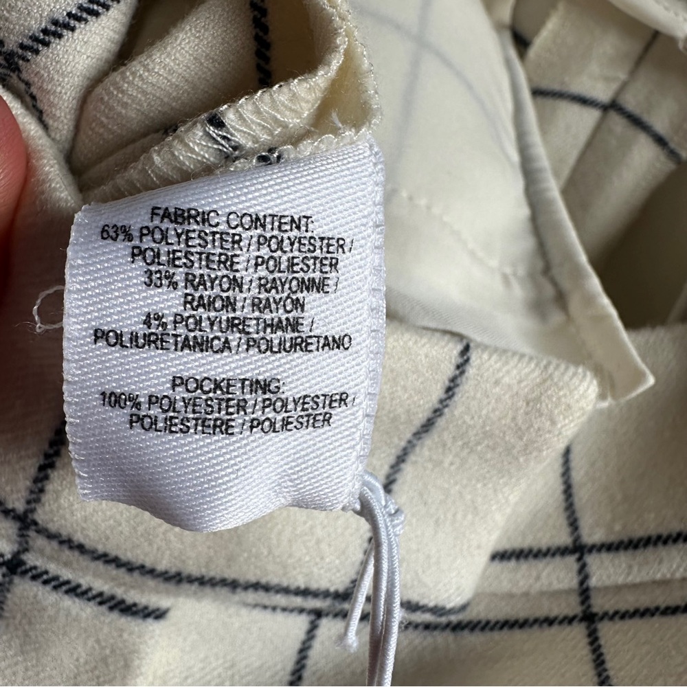 Derek Lamb 10 Crosby Ivory & Blue Plaid High Rise Straight Leg Trousers Sz 4 - Picture 11 of 12